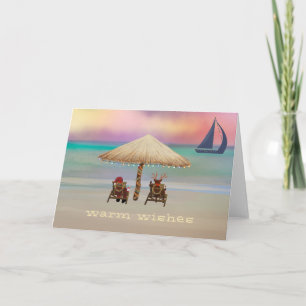 Cartes Pour Fêtes Annuelles Père Noël Reindeer Tropical Island Summer Holiday
