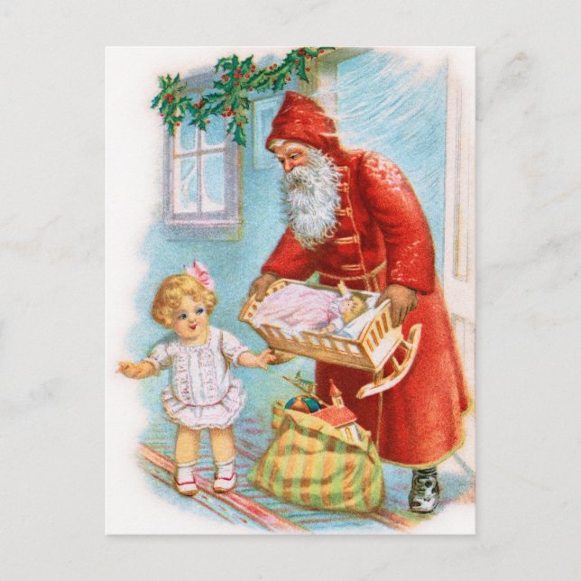 Cartes Pour Fêtes Annuelles Père Noël Remise des cadeaux de Noël (Devant)