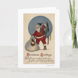 Cartes Pour Fêtes Annuelles Père Noël remplissant bas au bord