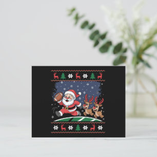 Cartes Pour Fêtes Annuelles Père Noël Renne Joue au Football Américain Noël dé