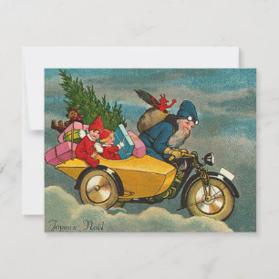 Cartes Pour Fêtes Annuelles père Noël Rides a Motorcycle - Noël