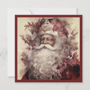 Cartes Pour Fêtes Annuelles Père Noël Rococo Noir Barbe Blanche Feuille d'Érab