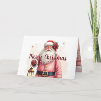 Cartes Pour Fêtes Annuelles Père Noël rose de Noël