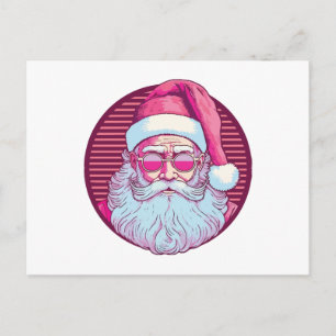 Cartes Pour Fêtes Annuelles Père Noël rose rétro vintage