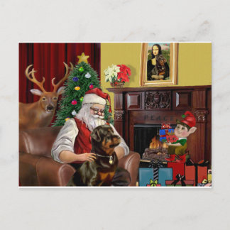Cartes Pour Fêtes Annuelles Père Noël Rottweiler