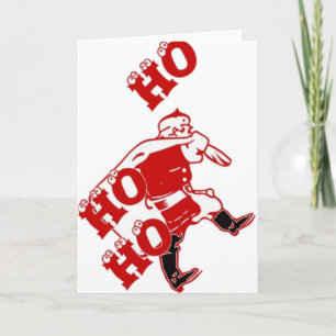 Cartes Pour Fêtes Annuelles Père Noël rouge et blanc Marcher Ho Ho Art Imprime
