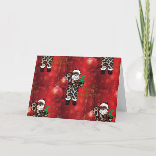 Cartes Pour Fêtes Annuelles père Noël rouge léopard