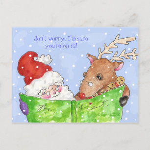Cartes Pour Fêtes Annuelles père Noël, rudolf et la liste