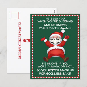 Cartes Pour Fêtes Annuelles père Noël Sait Si Vous Portez Un Masque Drôle Noël
