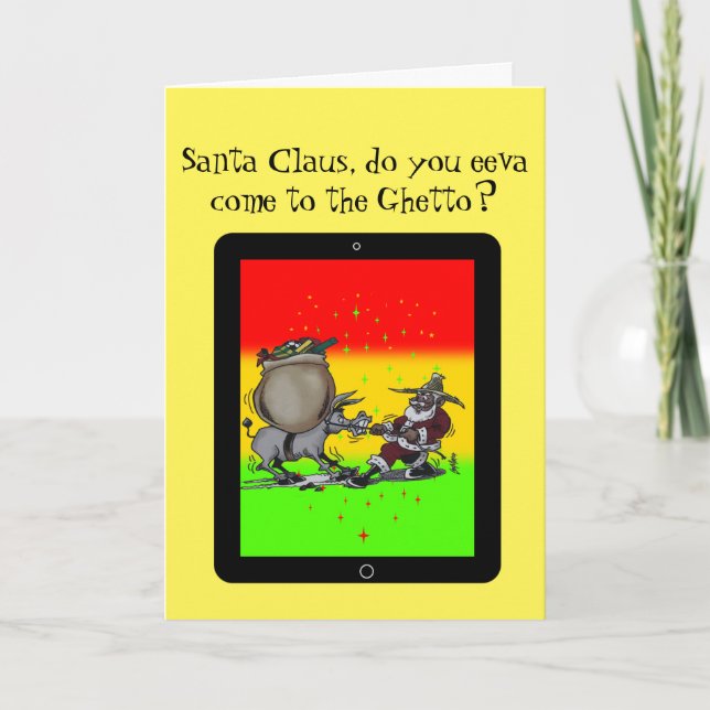 Cartes Pour Fêtes Annuelles Père Noël sans rennes (Devant)