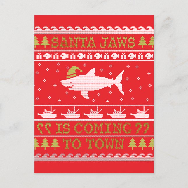 Cartes Pour Fêtes Annuelles Père Noël Shark laide doux requin de Noël (Devant)