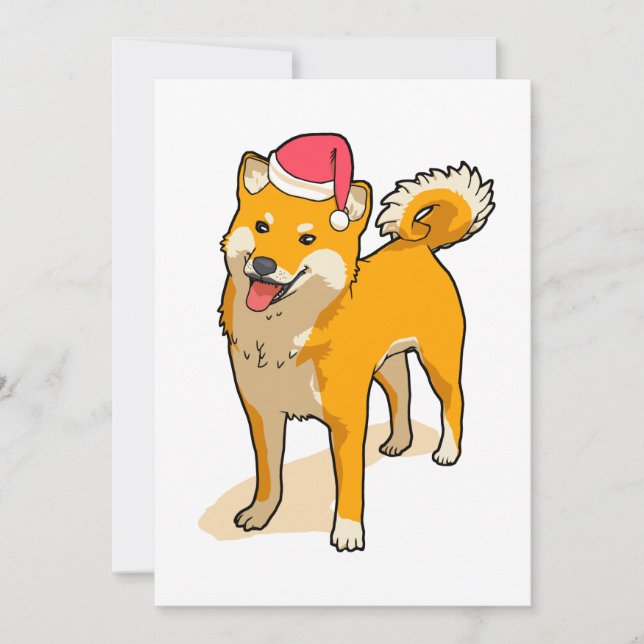 Cartes Pour Fêtes Annuelles Père Noël Shiba Inu Chien Noël (Devant)