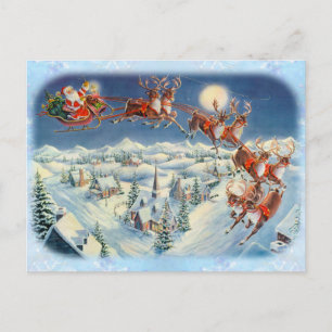 Cartes Pour Fêtes Annuelles PÈRE NOËL, SLEIGH et RENNE par SHARON SHARPE