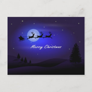 Cartes Pour Fêtes Annuelles Père Noël Sleigh Moon Joyeux Noël