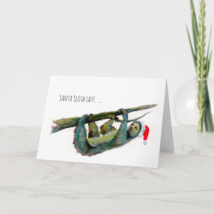 Cartes Pour Fêtes Annuelles père Noël Sloth : Joyeux Noël Belated !