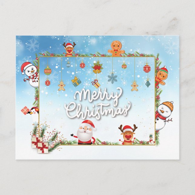 Cartes Pour Fêtes Annuelles Père Noël, Snowman Joyeux Noël (Devant)