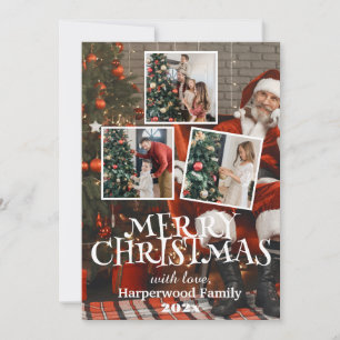 Cartes Pour Fêtes Annuelles père Noël sobre et élégante famille Noël Photo