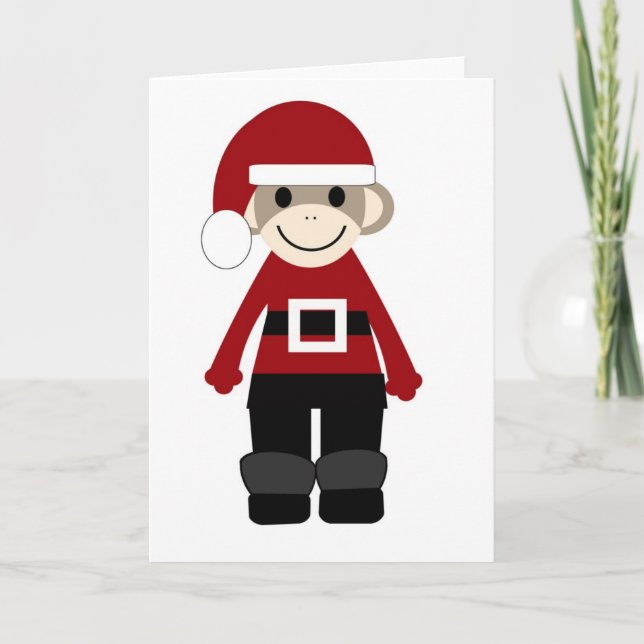 Cartes Pour Fêtes Annuelles Père Noël Sock Monkey (Devant)