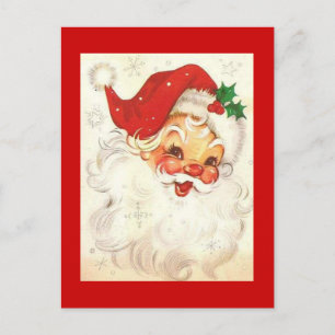 Cartes Pour Fêtes Annuelles Père Noël souriant vintage