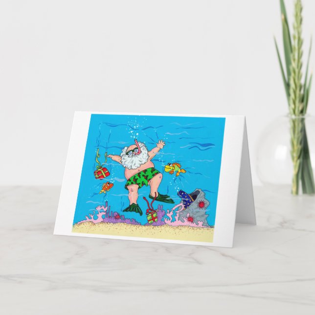 Cartes Pour Fêtes Annuelles Père Noël sous-marine (Devant)
