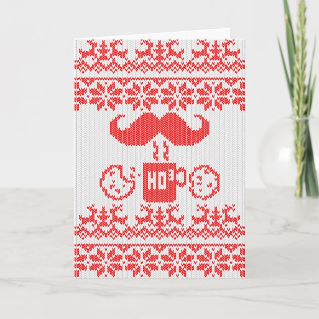 Cartes Pour Fêtes Annuelles Père Noël Stache sur Red Midnight Snack (Devant)