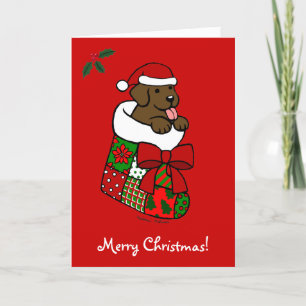 Cartes Pour Fêtes Annuelles père Noël Stocker Chocolate Lab Puppy Cartoon