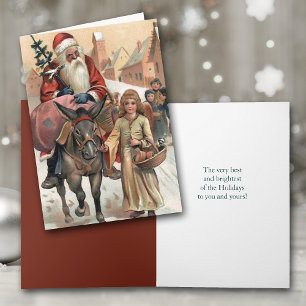 Cartes Pour Fêtes Annuelles Père Noël sur Donkey Vintage Christmas Card