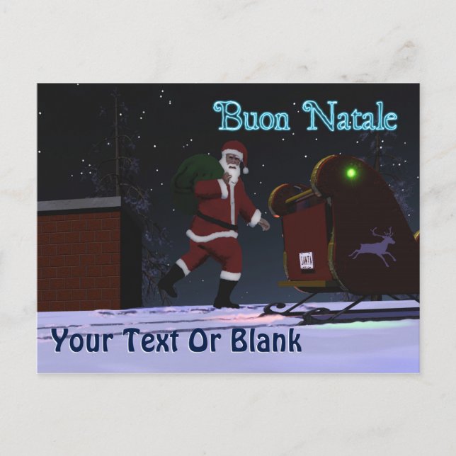 Cartes Pour Fêtes Annuelles Père Noël Sur Le Toit - Buon Natale (Devant)