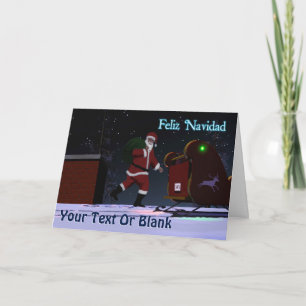 Cartes Pour Fêtes Annuelles Père Noël Sur Le Toit - Feliz Navidad