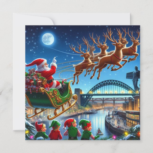 Cartes Pour Fêtes Annuelles Père Noël sur le Toon (Devant)