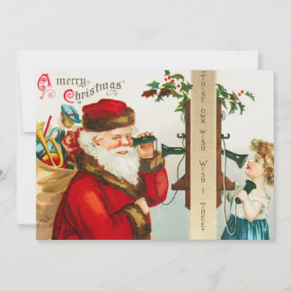 Cartes Pour Fêtes Annuelles Père Noël sur les téléphones à cordes écoutant Enf