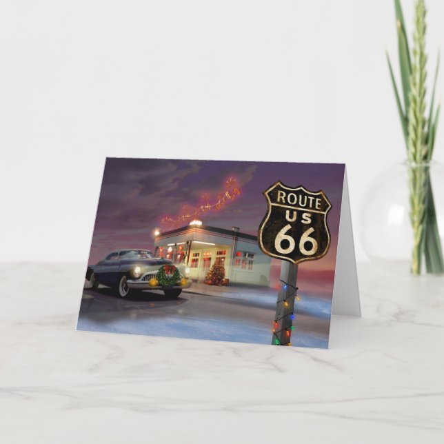 Cartes Pour Fêtes Annuelles Père Noël sur l'itinéraire 66 (Devant)