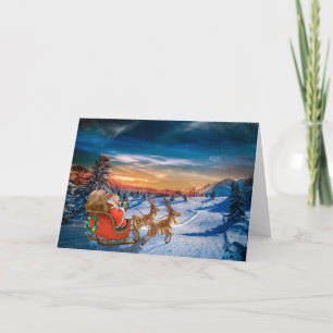 Cartes Pour Fêtes Annuelles Père Noël sur son chemin