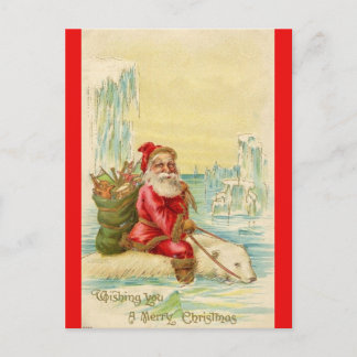 Cartes Pour Fêtes Annuelles Père Noël sur un ours polaire