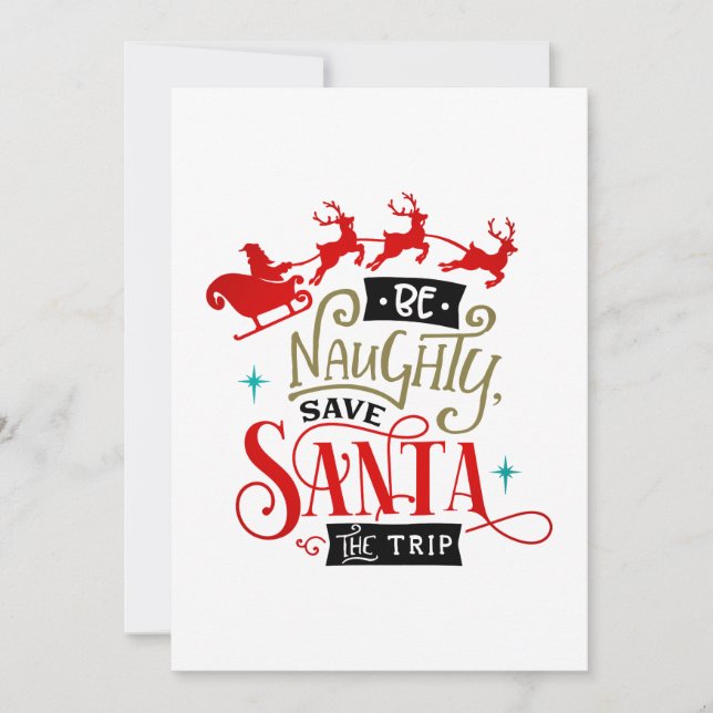 Cartes Pour Fêtes Annuelles Père Noël Traîneau Et Renne Noël Drôle (Devant)