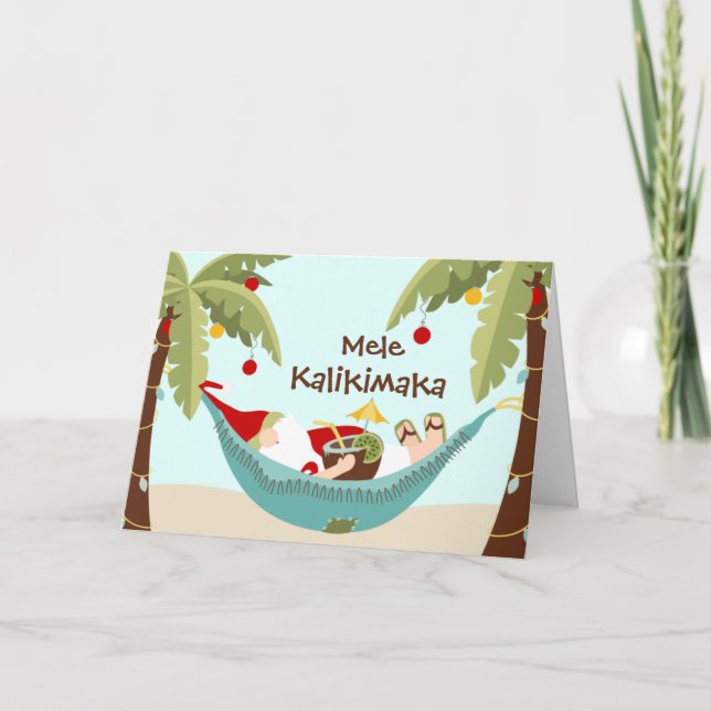 Cartes Pour Fêtes Annuelles Père Noël tropicale Mele Kalikimaka (Devant)