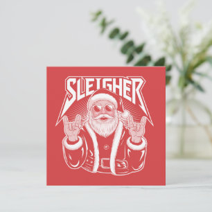 Cartes Pour Fêtes Annuelles Père Noël tueur drôle métal Noël Rock 
