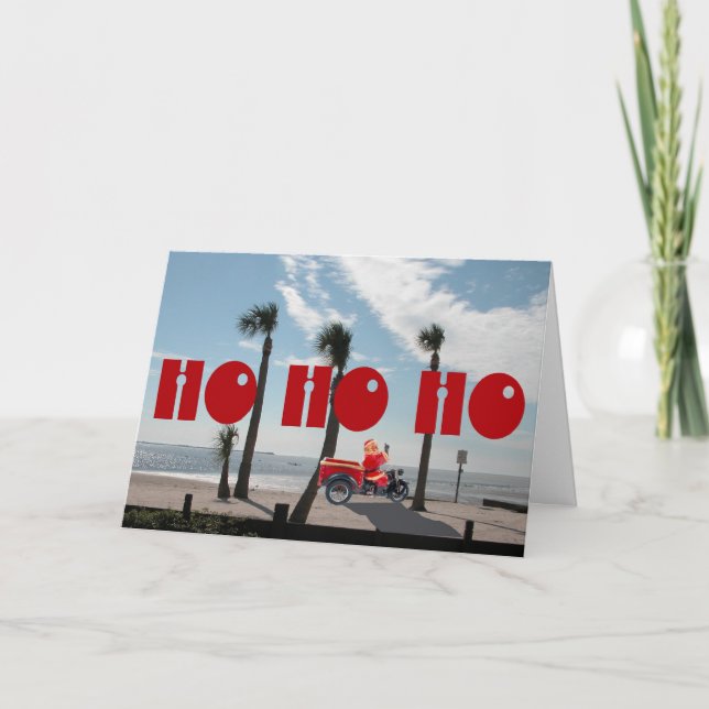 Cartes Pour Fêtes Annuelles Père Noël Vacances sur la plage Ho Ho (Devant)
