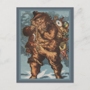 Cartes Pour Fêtes Annuelles Père Noël velu fumant son tuyau