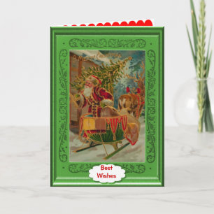Cartes Pour Fêtes Annuelles Père Noël vert