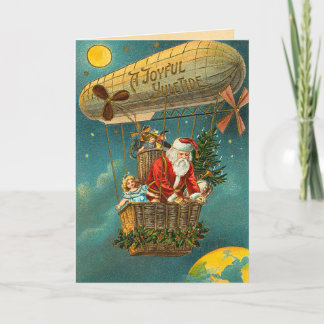 Cartes Pour Fêtes Annuelles Père Noël victorien dans un ballon