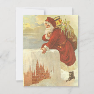 Cartes Pour Fêtes Annuelles Père Noël victorien de Noël vintage dans une chemi