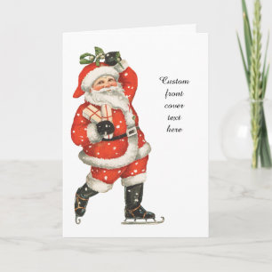 Cartes Pour Fêtes Annuelles Père Noël victorien de Noël vintage patineur sur g