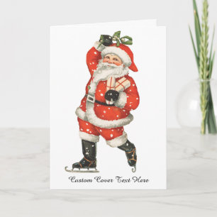 Cartes Pour Fêtes Annuelles Père Noël victorien de Noël vintage patineur sur g
