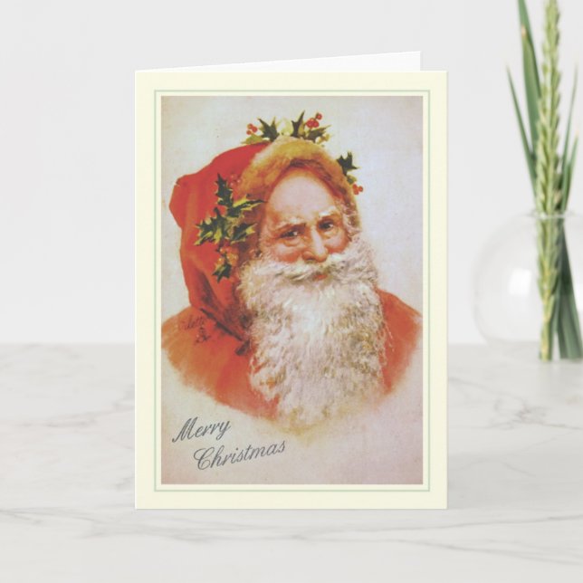 Cartes Pour Fêtes Annuelles Père Noël vintage (Devant)