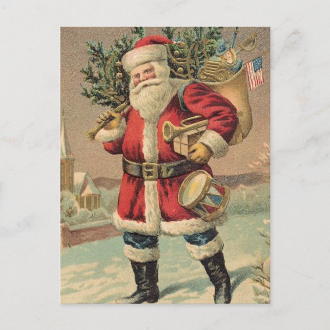 Cartes Pour Fêtes Annuelles Père Noël vintage (Devant)