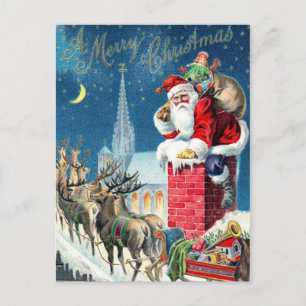 Cartes Pour Fêtes Annuelles Père Noël vintage à Noël