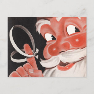 Cartes Pour Fêtes Annuelles Père Noël vintage avec ficelle de rappel au doigt