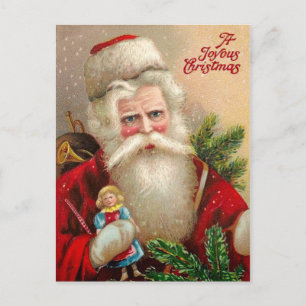 Cartes Pour Fêtes Annuelles Père Noël vintage avec poupée