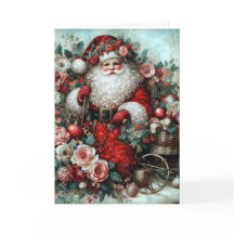 Père Noël Vintage Floral Rustique Vibrant